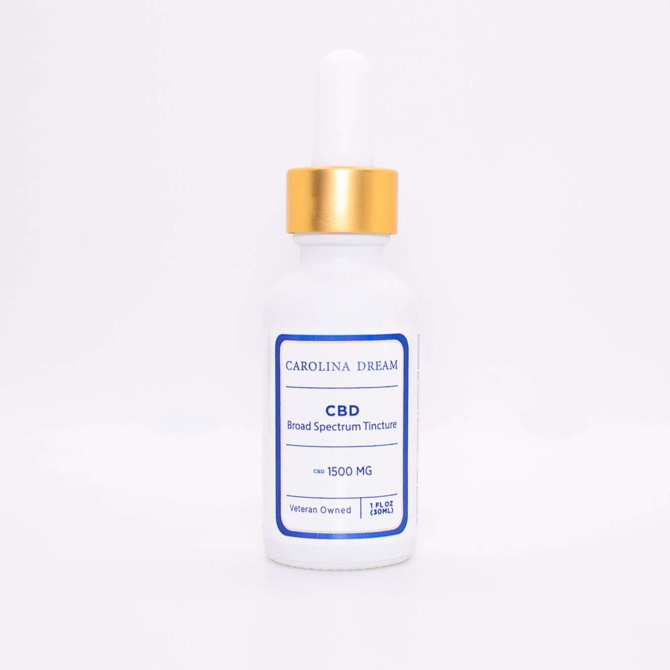 1500mg Broad Spectrum THC Free CBD Tincture from Carolina Dream, veteran-owned with clean ingredients.